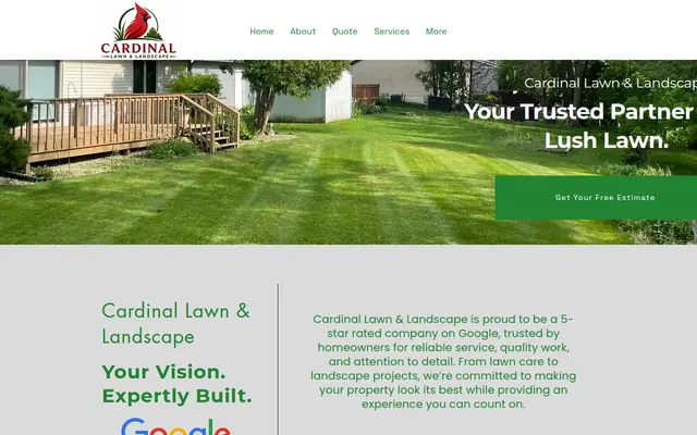 Screenshot of the Cardinal Lawn & Landscape homepage as it appeared on 2026-09-08, captured at desktop width.