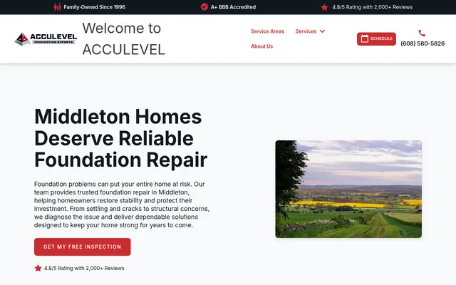 Screenshot of the Acculevel homepage as it appeared on 2026-09-08, captured at desktop width.