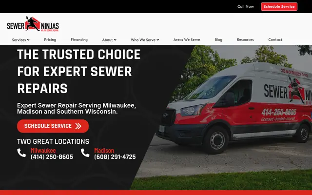 Screenshot of the Sewer Ninjas homepage as it appeared on 2026-09-08, captured at desktop width.
