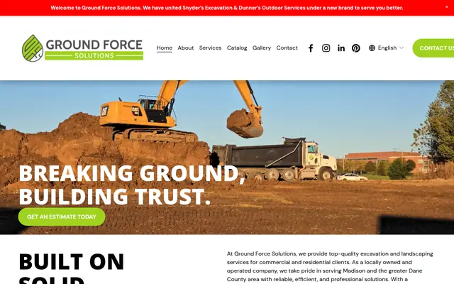 Screenshot of the Ground Force Solutions homepage as it appeared on 2026-09-08, captured at desktop width.