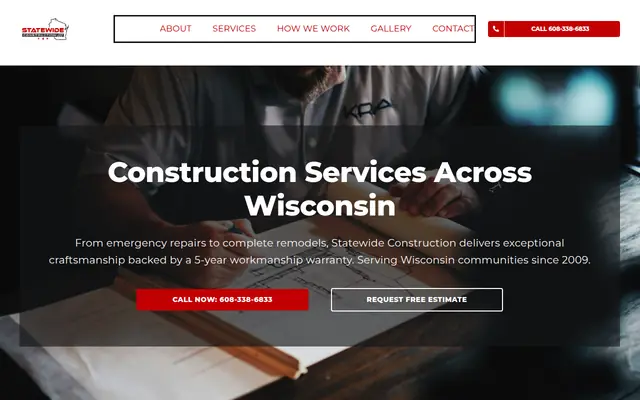 Screenshot of the Statewide Construction homepage as it appeared on 2026-09-08, captured at desktop width.